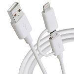 Maplin USB-A to 2 in 1 Connectors Lightning and Micro USB-B Cable 1m