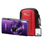 Canon IXUS 285 HS 20.2MP 12x Zoom Compact Camera, 32GB SD Card & Case - Purple