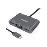 Sandberg USB-C Dock 2xHDMI+1xVGA+USB+PD