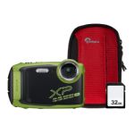 Fujifilm Finepix XP140 16.4MP 5x Zoom Tough Compact Camera, 32GB SD Card & Case - Lime Green