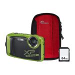 Fujifilm Finepix XP140 16.4MP 5x Zoom Tough Compact Camera, 64GB SD Card & Case - Lime Green