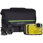 Fujifilm Finepix XP140 16.4MP 5x Zoom Tough Compact Camera, Bicycle Mount, Suction Mount & Bag - Yel