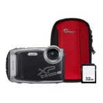 Fujifilm Finepix XP140 16.4MP 5x Zoom Tough Compact Camera, 32GB SD Card & Case - Graphite