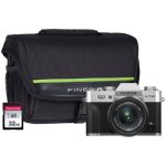 Fujifilm X-T30 Mirrorless Camera with 15-45 mm f/3.5-5.6 XC Zoom Lens, 32GB SD Card & Bag - Silver