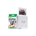 Fujifilm Instax Link Wide Printer with 20 Shot Pack - Ash White