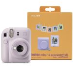 Fujifilm Instax Mini 12 Instant Camera with Case, Photo Album, Hanging Cards & Pegs - Lilac Purple
