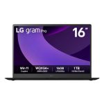 LG Gram Pro 16Z90TP-K.AA78A1 laptop Intel Core Ultra 7 225H 40.6 cm (16") WQXGA+ 16 GB LPDDR5x-SDRAM 1 TB SSD Wi-Fi 7 (802.11be) Windows 11 Home Black