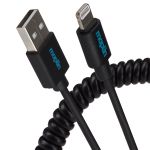 Maplin Lightning Connector to USB-A Coiled Curly Cable 0.5m Black