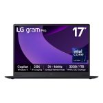 LG Gram Pro 17Z90TP-G Intel Core Ultra 7 225H Laptop 43.2 cm (17") 2.5K 32 GB LPDDR5x-SDRAM 1 TB SSD Wi-Fi 7 (802.11be) Windows 11 Home Black