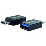 Maplin USB-C to USB-A 3.1 Gen 1 Female Adapter Twin Pack - Black, 14cm