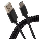Maplin USB-A to Micro USB-B Coiled Curly Cable Extending to 1.0m Black