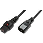 Cablenet 2m IEC C14 - IEC C13 IEC Lock Black PVC 1.0mm Power Leads
