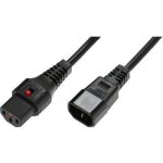 Cablenet 3m IEC C14 - IEC C13 IEC Lock Black PVC 1.0mm Power Leads