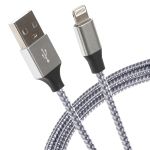Maplin Lightning Connector to USB-A Cable Braided 1m Fast Charge Silver