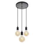 4lite Decorative 3 Light Circular Ceiling Pendant (Bulbs Not Included) - Black