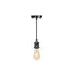 4lite Vintage Design Single Lighting Pendant with ST64 Amber Coated Filament LED Bulb - Blackened Silver