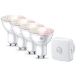 4lite Wiz Connected Dimmable Multicolour WiFi LED Smart Bulb with PIR Sensor - GU10, Pack of 4