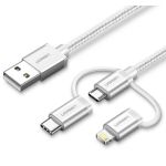 Ugreen 50203 USB cable 1.5 m USB 2.0 USB A USB C/micro-USB B/Lightning White