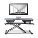 ProperAV Stand Up Desk Converter Two Tier Worktop Gas Spring Lift Variable Height Settings Black