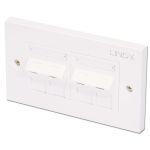 Lindy CAT5e Double Wall Plate with 4 x Angled RJ-45 Shuttered Socket, Unshielded
