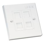 Lindy CAT5e Single Wall Plate with 2 x RJ-45 Shuttered Socket, Unshielded