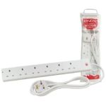 Lindy 5m 6-Way UK Mains Power Extension, White