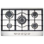 electriQ 75cm 5 Burner Gas Hob - Stainless Steel