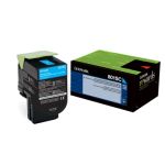 Lexmark 80C2SC0/802SC Toner-kit cyan return program, 2K pages ISO/IEC 19798 for Lexmark CX 310/410/510