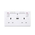 BG Electrical 13A 2 Gang Switched Socket with Wi-Fi Extender + 1x USB-A 2.1A Round Edge White
