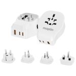 Maplin Worldwide Travel Adapter 1x USB-A & 2x USB-C 4 Detachable Plugs 20W PD