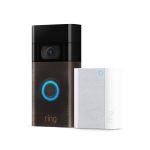 Ring Video Doorbell + Chime (2nd Gen) Bronze, Black