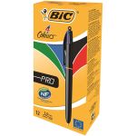 BIC 4 Colours Black Barrel Pro Ball Pen Pack of 12