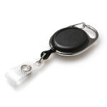 Digital ID Black (Solid) Carabiner Card Reels with Recess & Reinforced ID Straps - Pack of 50