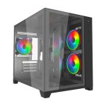 VIDA Akira V2 Black ARGB Gaming Case w/ Glass Front & Side, Micro ATX, 3x ARGB Fans, 6-Port PWM ARGB Fan Hub & Remote Control