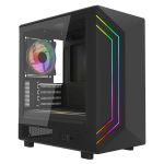 VIDA Apollo M Black ARGB Gaming Case w/ Glass Window, Micro ATX, Rear ARGB Infinity Fan, Front LED Strips