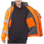 BEESWIFT Bomber Jacket Fleece Lined Hi Vis Orange Medium