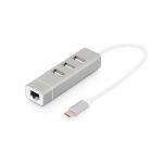 Digitus USB Type-Câ„¢ 3-Port Hub + Fast Ethernet LAN Adapter