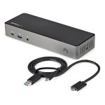 StarTech.com USB-C & USB-A Dock - Hybrid Universal Triple Monitor Laptop Docking Station DisplayPort