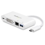 StarTech.com USB-C Multiport Adapter with DVI - USB 3.0 Port - 60W PD - White