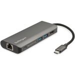 StarTech.com USB C Multiport Adapter - USB-C Travel Dock to 4K HDMI, 3x USB 3.0 Hub, SD/SDHC, GbE, 60W PD 3.0 Pass-Through - Portable USB-C Mini Docking Station USB Type-C/Thunderbolt 3