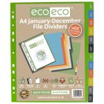 Eco Eco A4 50% Recycled January - December Wide Index File Dividers - 1 Set