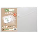 Eco Eco Pack 5 A4 Clear Press Stud Wallets