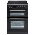 electriQ 60cm Double Oven Cooker with Ceramic Hob - Black