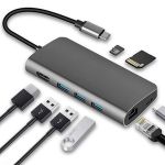 JLC Graphite Type C 8 Port Adapter - Grey