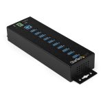 StarTech.com 10 Port USB Hub with Power Adapter - Surge Protection - Metal Industrial USB 3.0 Data Transfer Hub - Din Rail, Wall or Desk Mountable - High Speed USB 3.1 Gen 1 5Gbps Hub