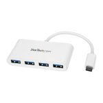 StarTech.com 4-Port USB-C Hub - USB-C to 4x USB-A - USB 3.0 Hub - Bus Powered - White