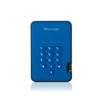 iStorage diskAshur2 256-bit 128GB USB 3.1 secure encrypted solid-state drive - Blue IS-DA2-256-SSD-1