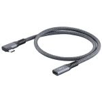 JLC Right Angled R50 Thunder Bolt Braided Type C (Male) to Type C (Female) Cable â€“ 0.3M - Black.