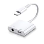 JLC Type C to 3.5mm/Type C Fast Charger Adapter - White