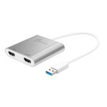 j5create JUA365 USBâ„¢ 3.0 to Dual HDMI Multi-Monitor Adapter, Silver